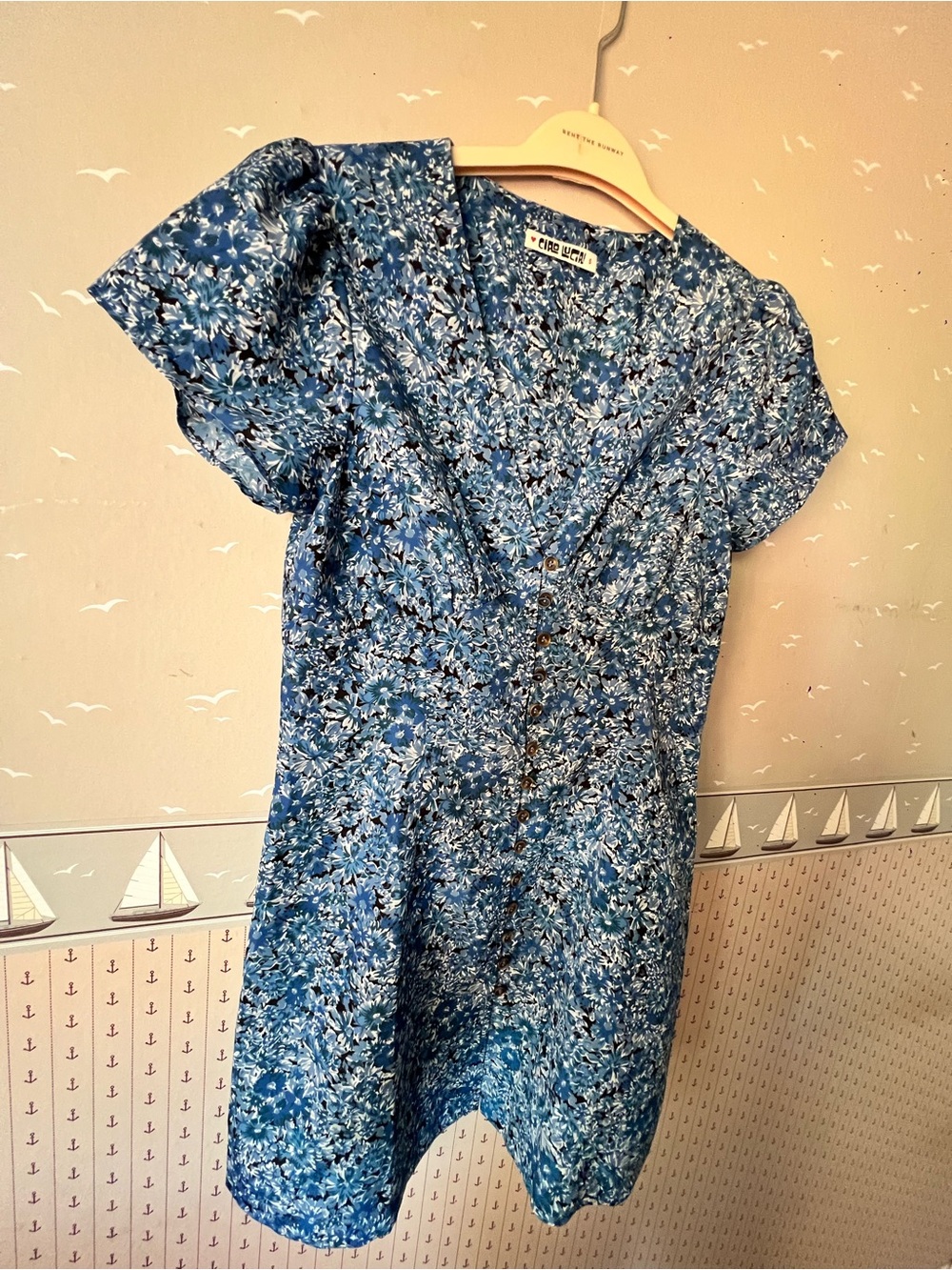 Ciao Lucia Blue Floral Button-Front Dress - Picture 2 of 5